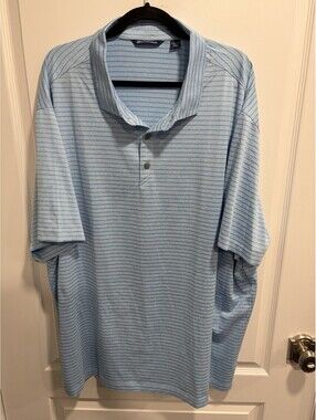 Cutter & Buck Men’s Polo Shirt Size 3XL Big 3XLB Light Blue Stripe